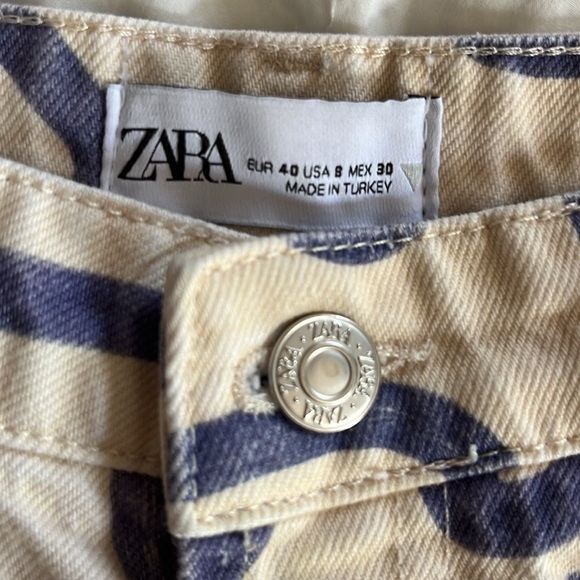Zara Cream and Purple Squiggle Graffiti Print Straight Leg Jeans Women's 8 - Picture 7 of 10